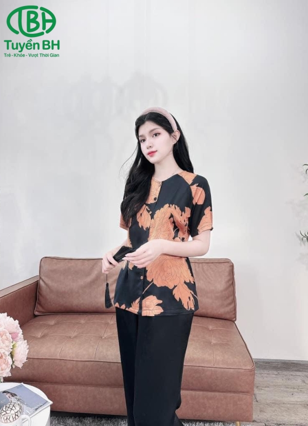 Bà ba họa tiết phối Xanh 