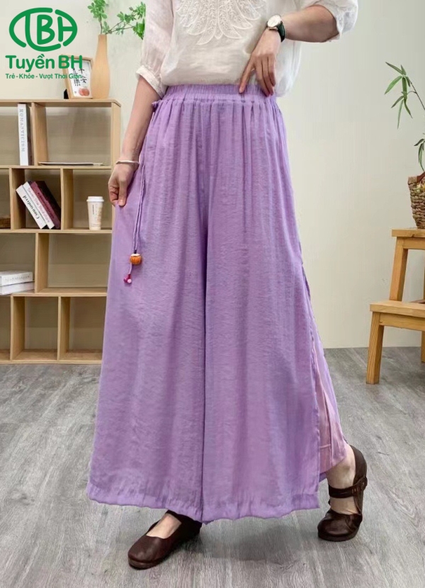 Quần linen Nâu 2 lớp