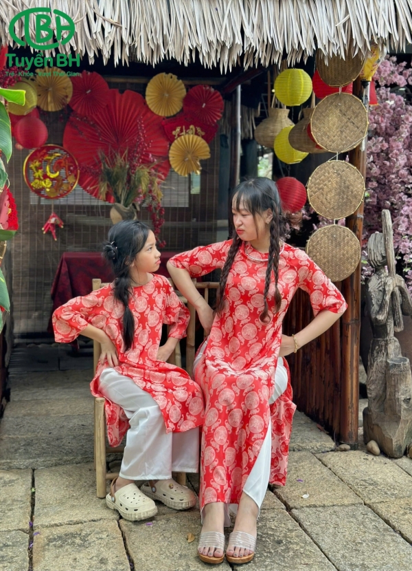 Áo dài Nam Sơn cho Bé Gái Xanh lá
