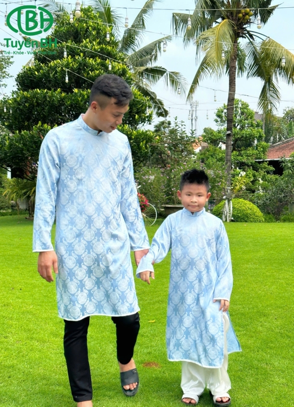 Áo dài Nam Sơn cho Bé Trai Trắng