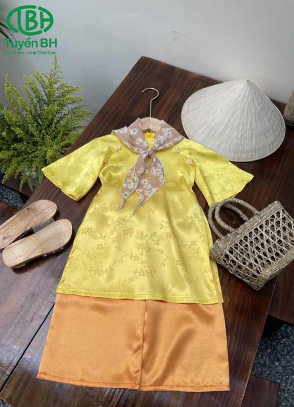 Áo dài cúc chéo Hồng Sen