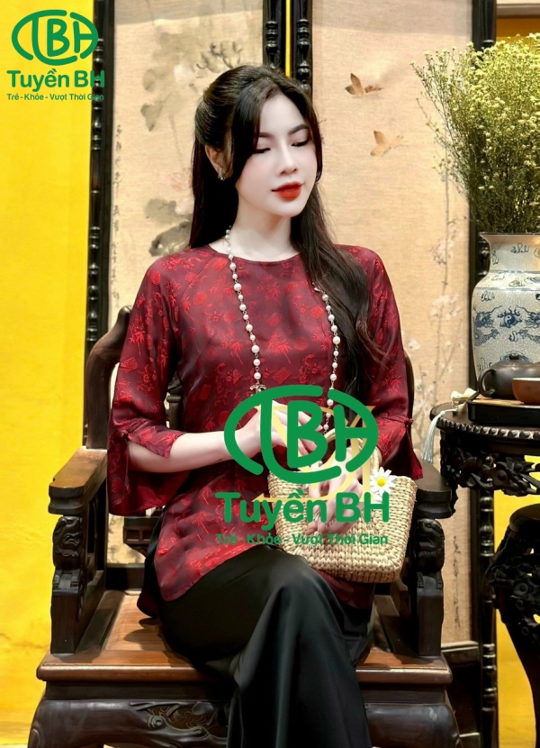 Bộ tơ tằm trúc mai áo Trắng quần Trắng