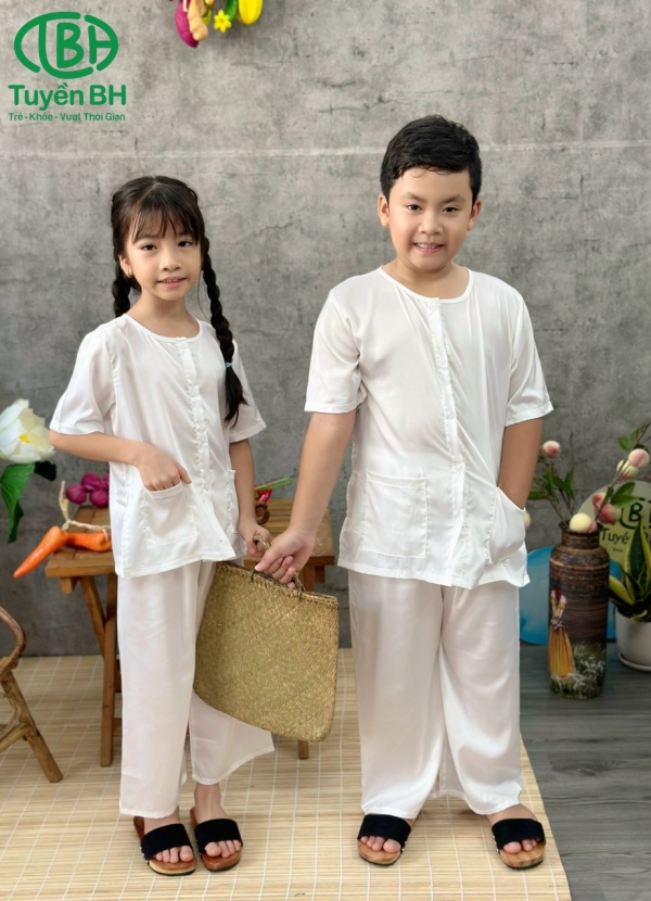 Bà ba lụa trơn màu Nâu be