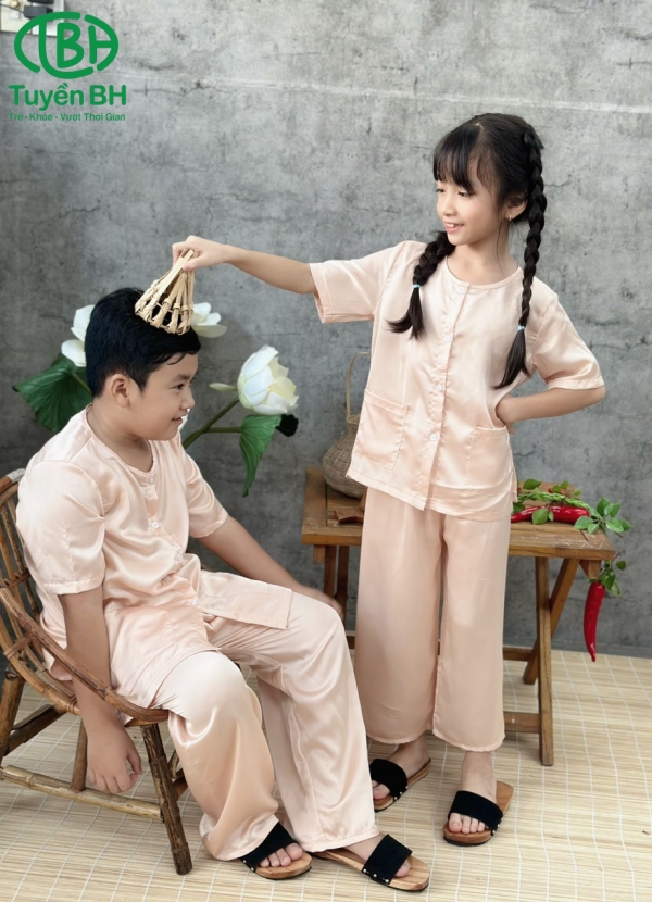 Bà ba lụa trơn màu Nâu be