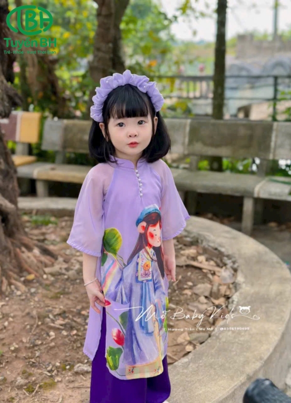 Áo dài Vàng cúc ngọc in cô gái 