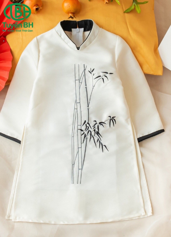 Áo dài Đỏ thêu cây trúc