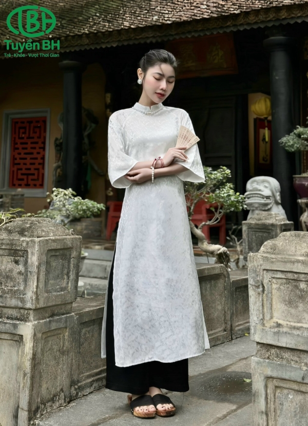 Áo dài tằm Hồng 