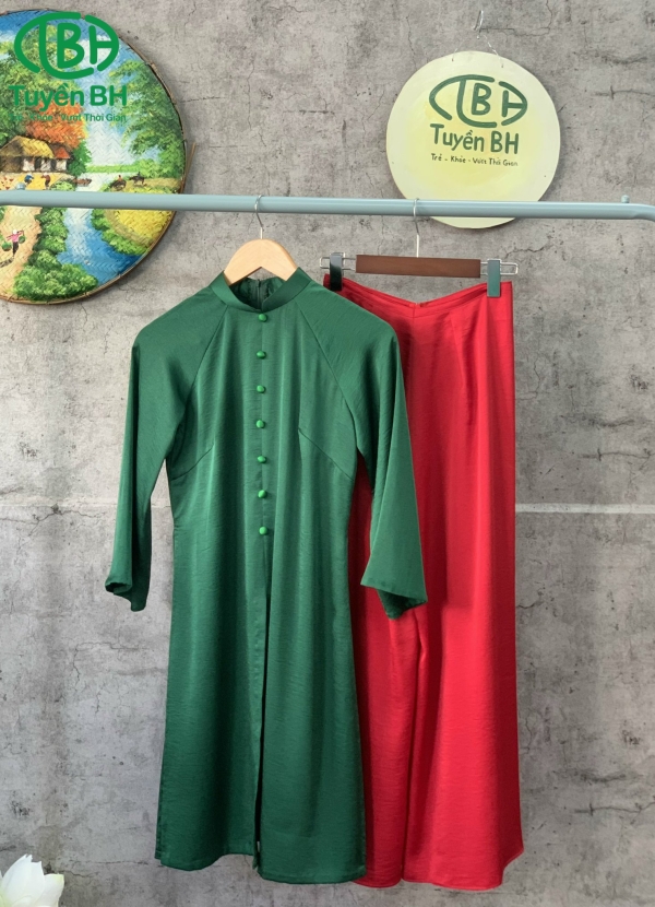 Áo dài 3 tà Hồng sen 