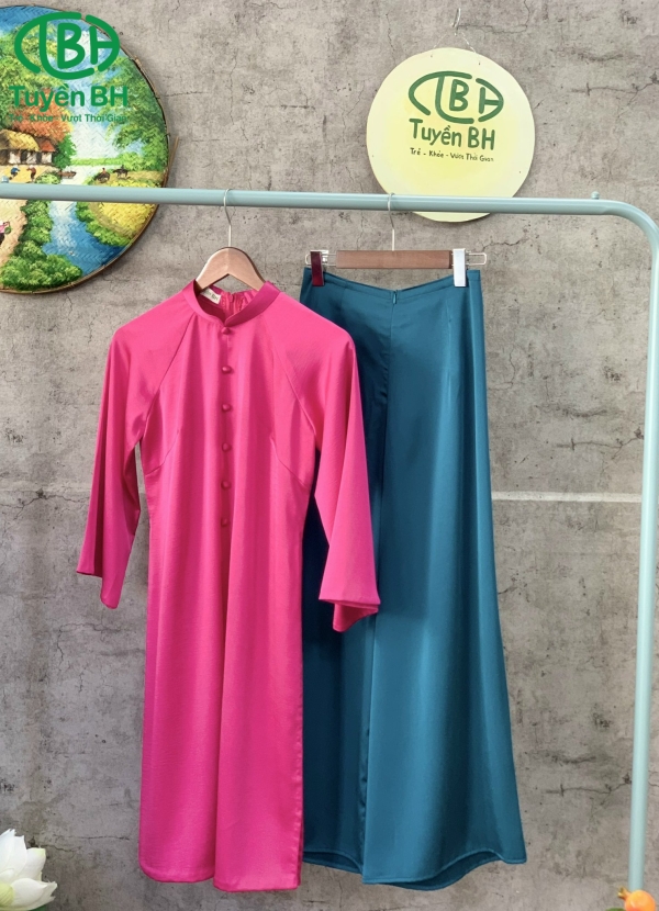 Áo dài 3 tà Hồng sen 