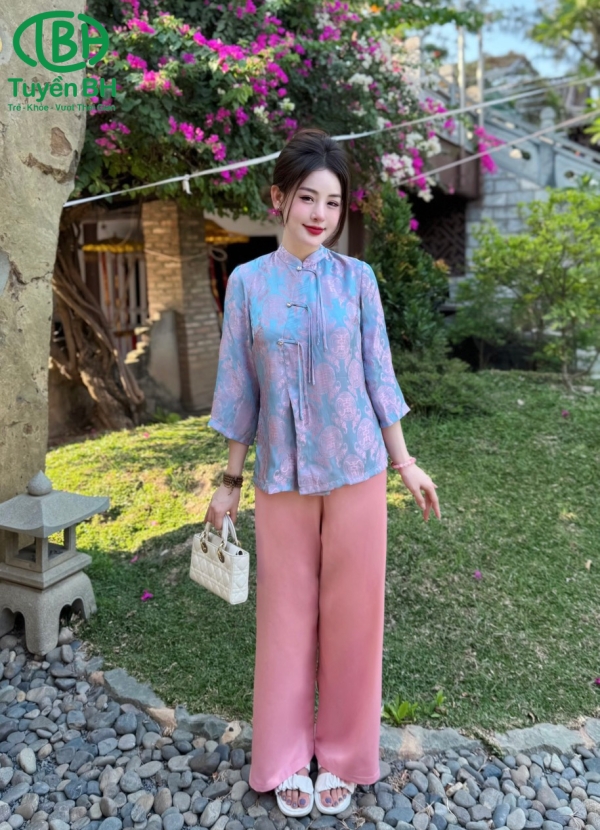 Set tằm thọ hoa rơi Xanh dương 