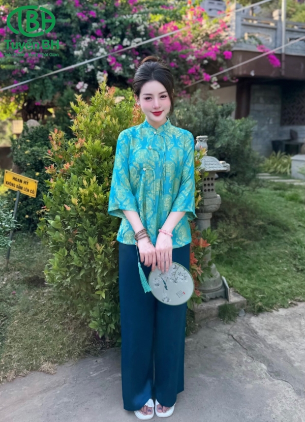 Set tằm thọ hoa rơi Xanh dương 