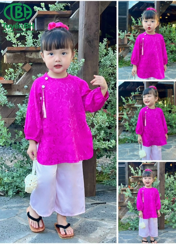Set pháp phục bé gái 3 cúc Trắng 