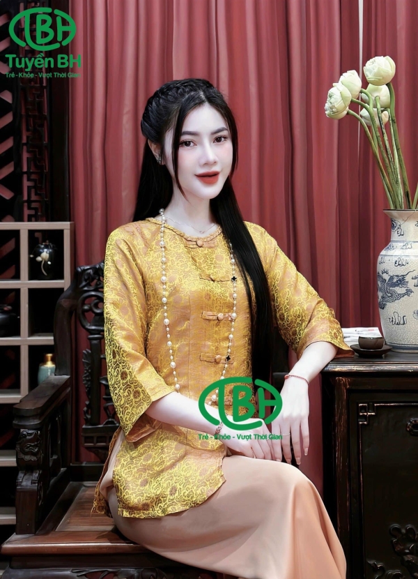  Bộ lam tơ tằm cổ tết màu Trắng