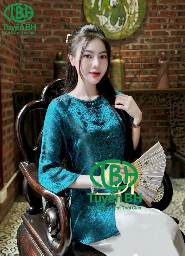 Bộ lam tơ tằm cổ tết màu Xanh Ngọc
