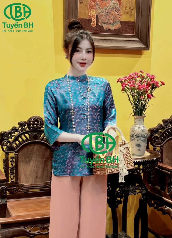 Bộ lam tơ tằm mới màu Xanh Nhạt