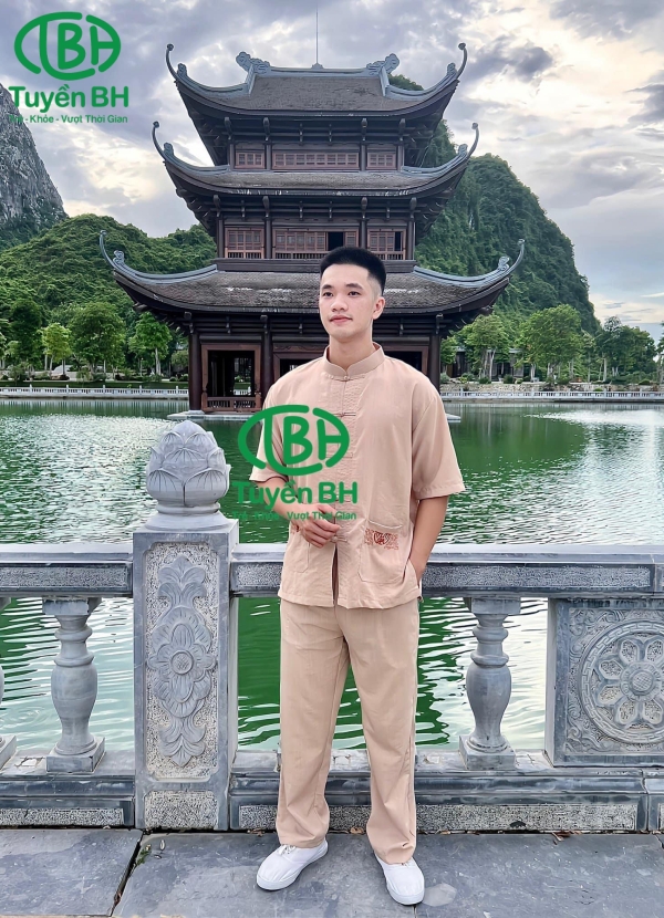 Bộ lam tơ tằm tay bồng màu Trắng