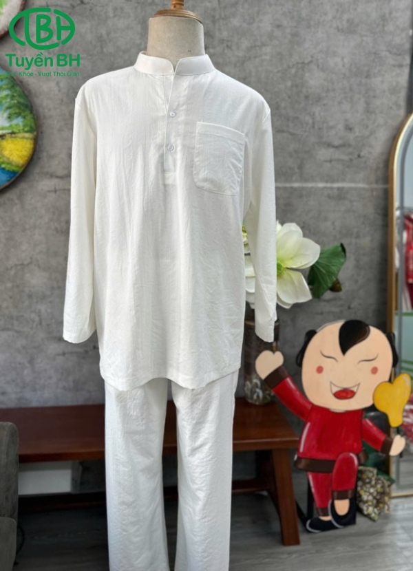 Bộ thiền nam tay dài Trắng 