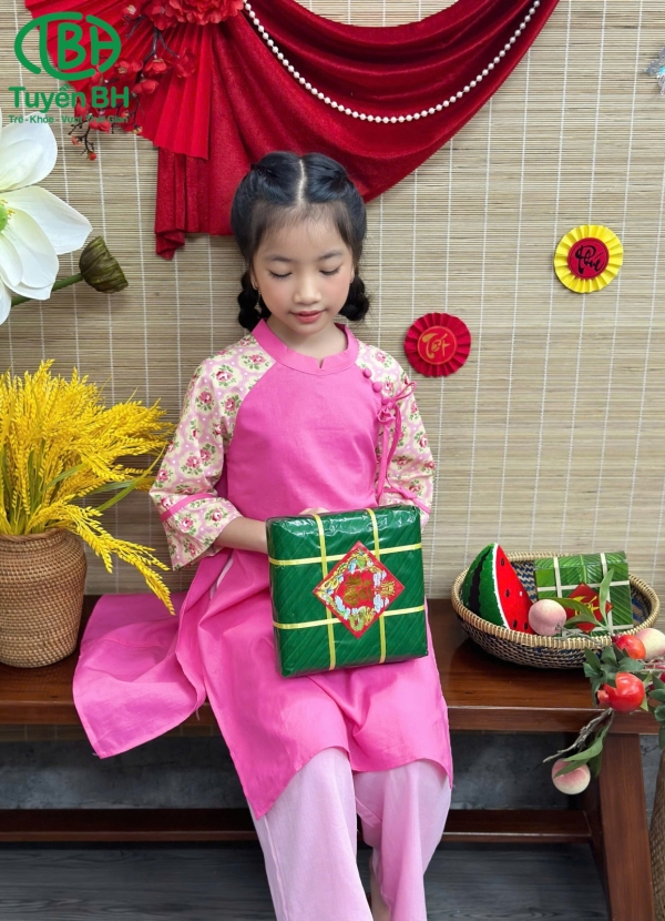 Áo dài linen Xuân Hoa Hồng sen