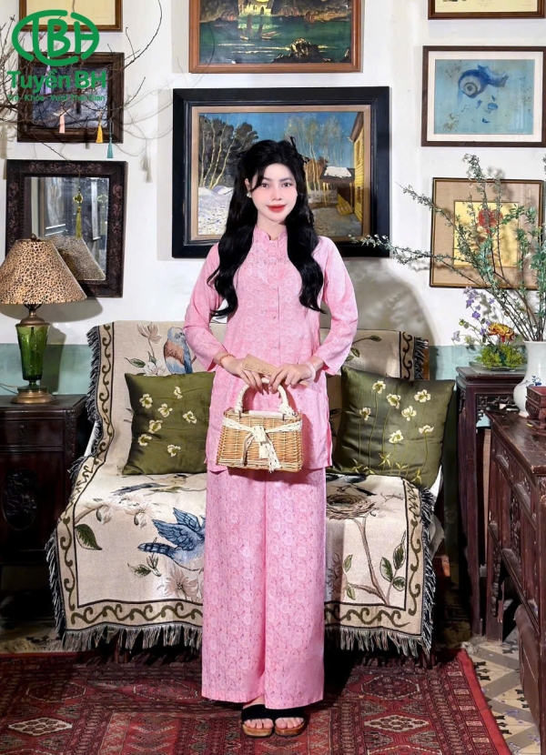 Bộ lam lót hầu màu hồng