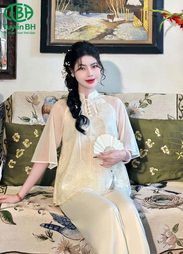 Bộ von thêu 2 lớp màu hồng