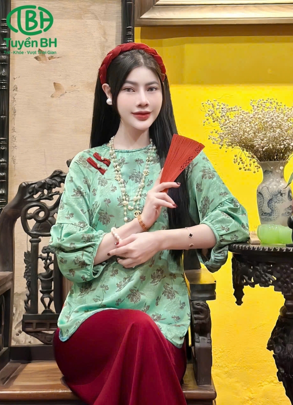 Bộ lam tay lồng đèn màu xanh 