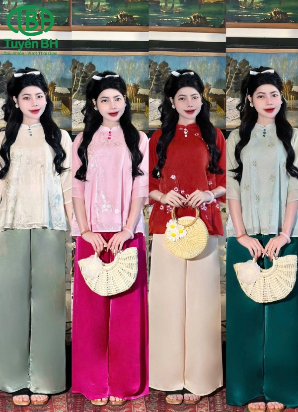 Set von tơ mẹ và bé của mẹ màu đỏ