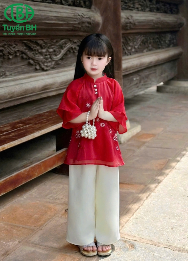 Set von tơ mẹ và bé của bé màu đỏ