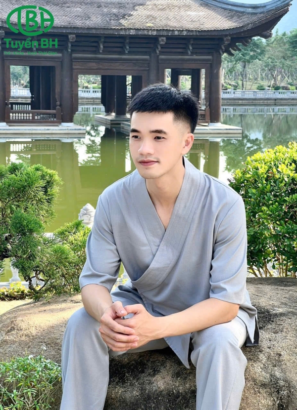 Bộ Lam Nam Vạt Hò Chéo Trơn NÂU
