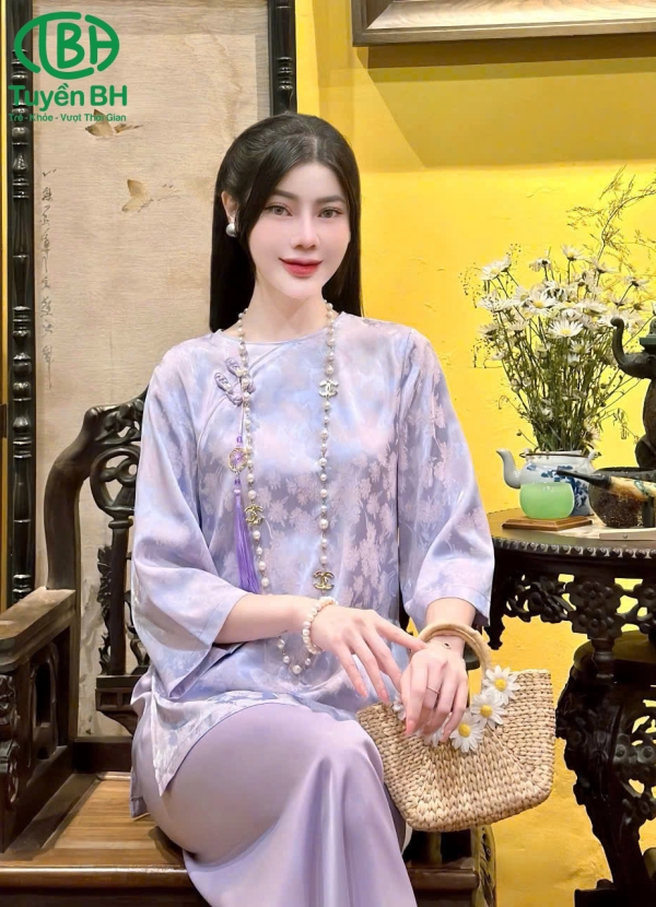 Bộ gấm lụa 2da charm xanh dương