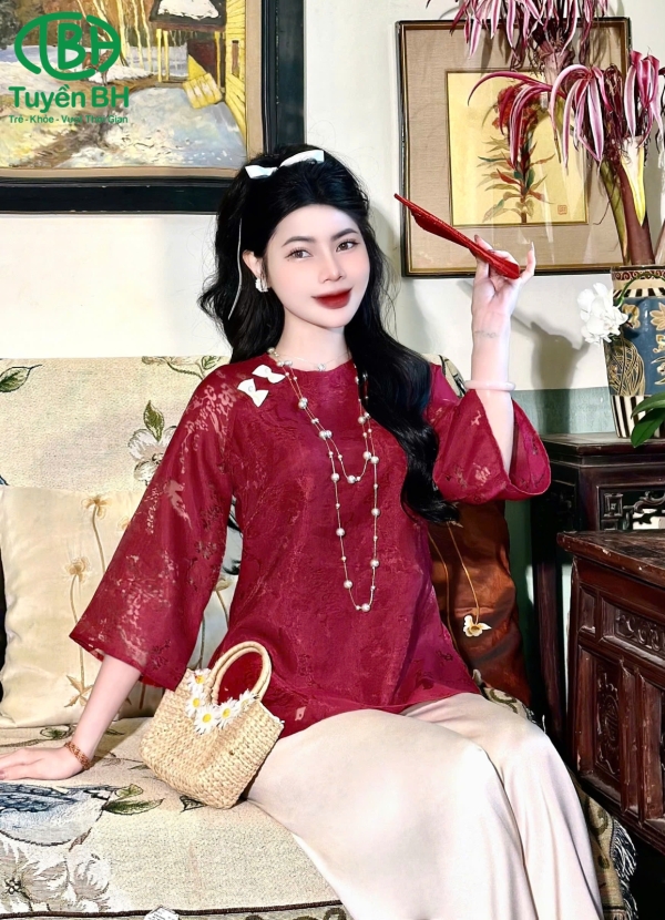 Bộ von tơ nơ vai màu hồng