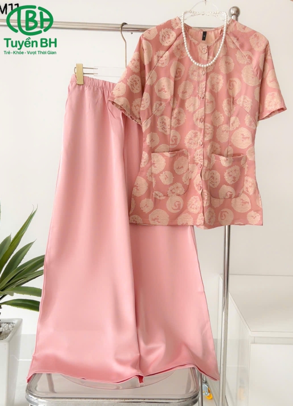 Áo bà ba tay ngắn mẫu mới HỒNG CAM