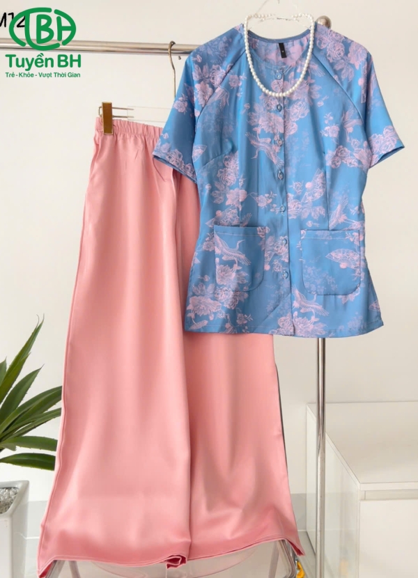 Áo bà ba tay ngắn mẫu mới XANH 